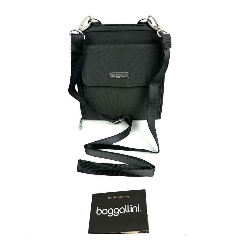 Baggallini Crossbody Passport Travel Readi‎ Set Go Gray Nylon Handbag Purse New